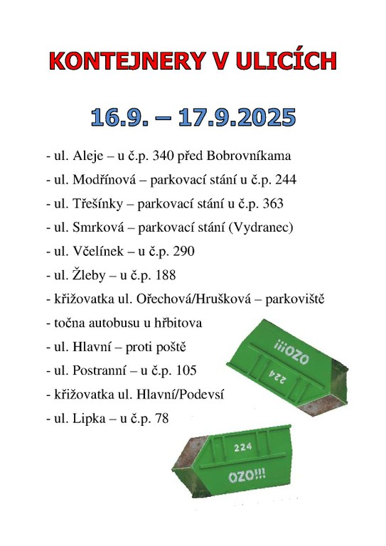KONTEJNERY V ULICÍCH