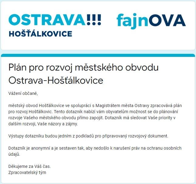 Připravujeme plán pro rozvoj Hošťálkovic