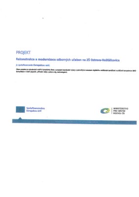 PROJEKT REKONSTRUKCE A MODERNIZACE ODBORNÝCH UČEBEN NA ZŠ 