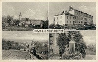 Nová škola, kostel Všech svatých, památník obětem 1.světové války